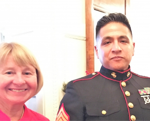 Barbara Linville and Gunnery Sergeant Daniel Hernandez, Jr.