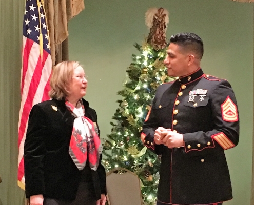 Claudia Lane with Gunnery Sergeant Daniel Hernandez, Jr.